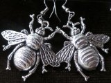 Серьги Муха, черненый металл, 5 см