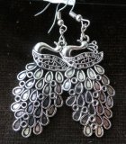 Серьги Павлин, черненый металл, 6 см