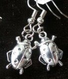 Серьги Божья коровка, черненый металл, 4 см