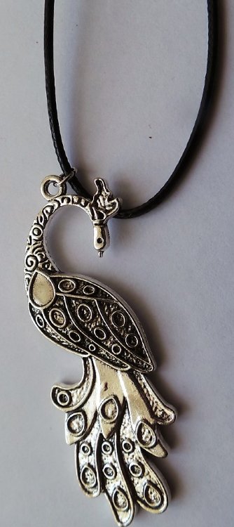 Подвеска Феникс, черненый металл, шнурок из кожезаменителя, 28 см