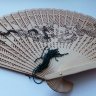 Веер китайский с рисунком сакура, бамбук, дракон, девушки, 21 см, дерево с сандаловым запахом