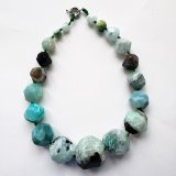 Бусы "Морская пена" №1, крашеный кварц, агат, 50 см