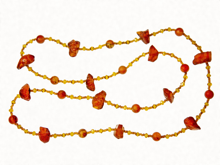 Бусы redrobe «Осколки лета», янтарь, агат, стекло, 78 см
