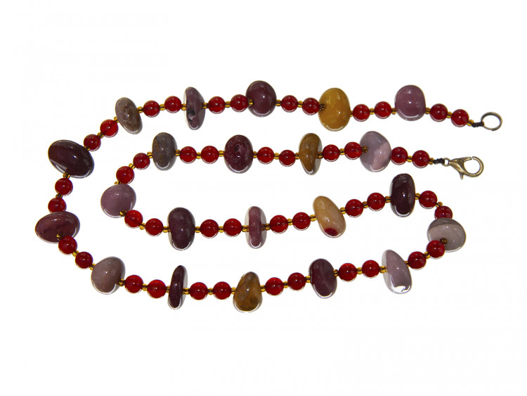 Бусы redrobe «Берег моря», яшма, сердолик, стекло, 50 см